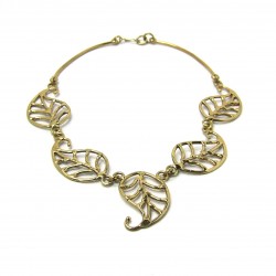 319 Brass Leaves Necklace